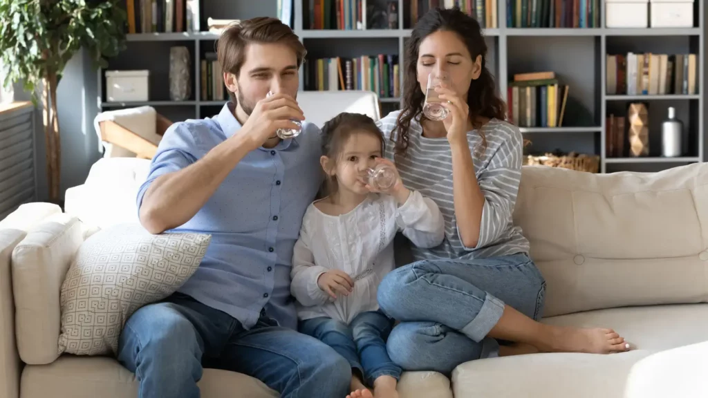 Family Drinking Clean Water